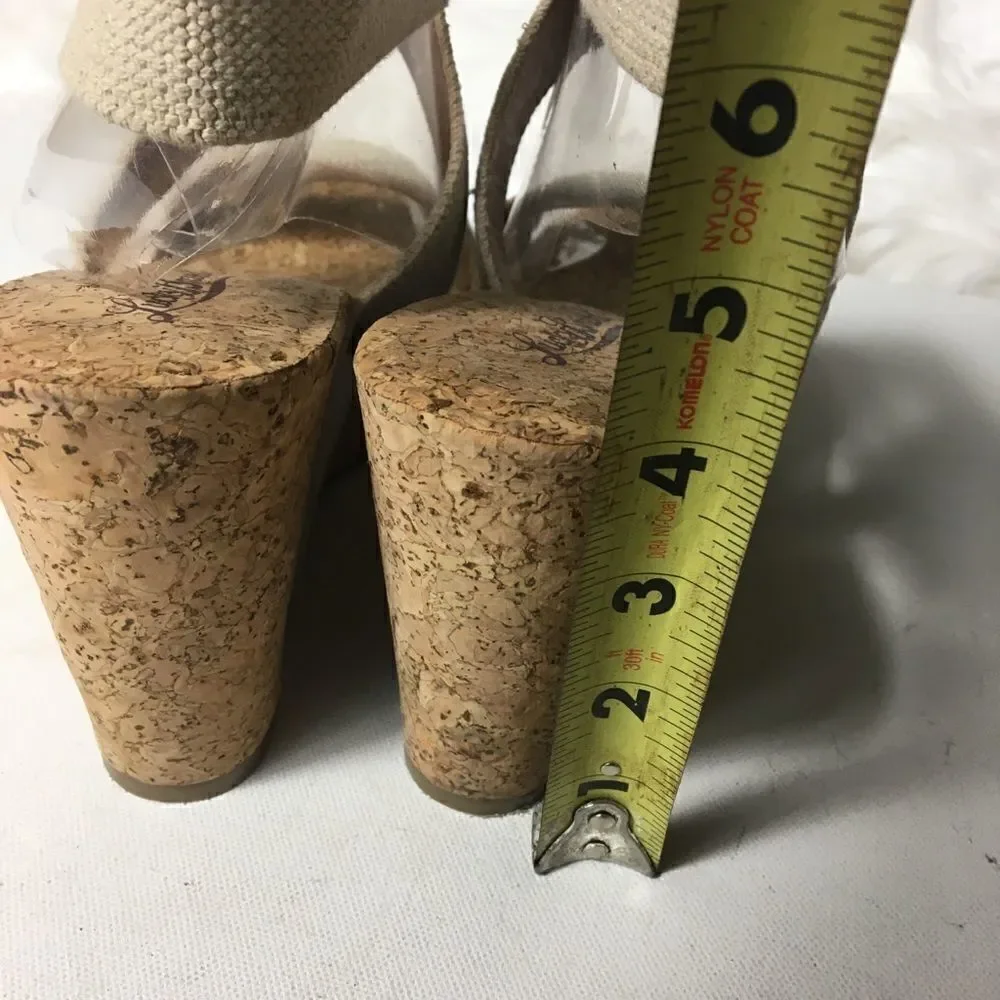 Lucky Brand cork wedge khaki elastic sandals SZ10w